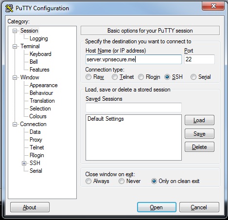 setup ssh tunnel in putty