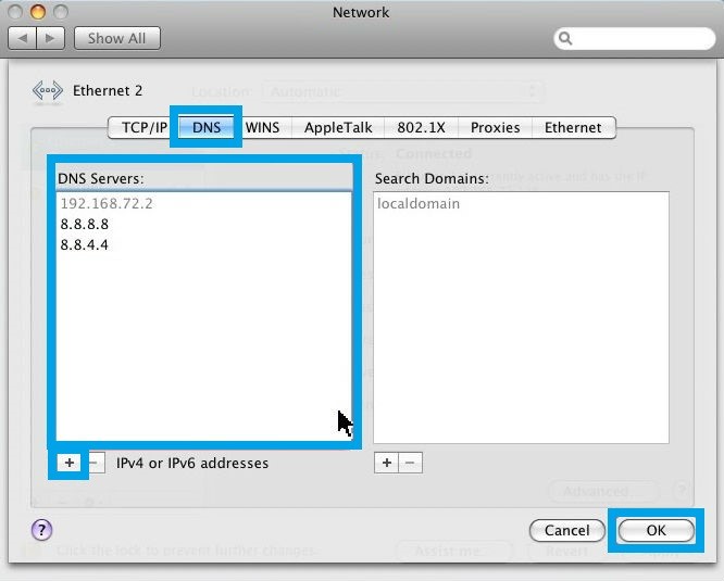 search domains mac network settings